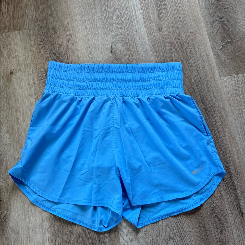 Nike Women’s Bright Blue Athletic Shorts with High Waisted Smocked Waistband